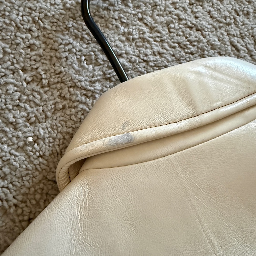 Red and cream  Women's leather Jacket - Picture 7 of 8